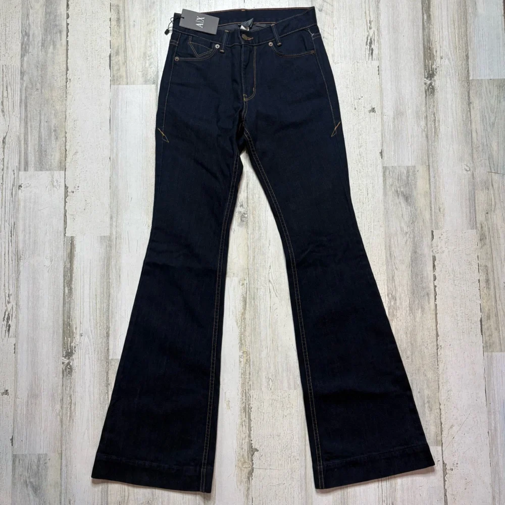NWT A/X Armani Exchange Deep Indigo Flare Jeans Size 0